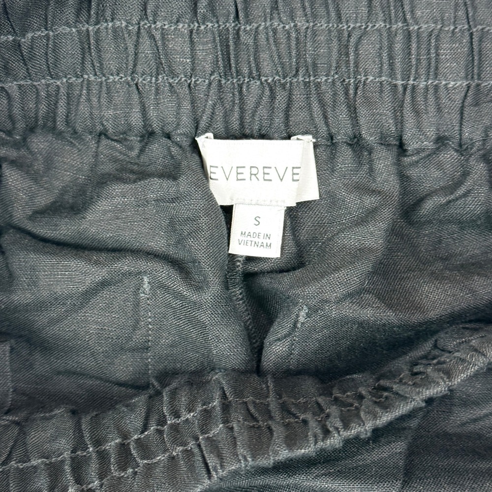 Evereve Wide Leg Pants Women S Black Linen Blend Palazzo Elastic High Waist EUC - Picture 2 of 10